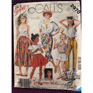 McCalls Sewing pattern 2970 brooke Shields girls skirt shorts